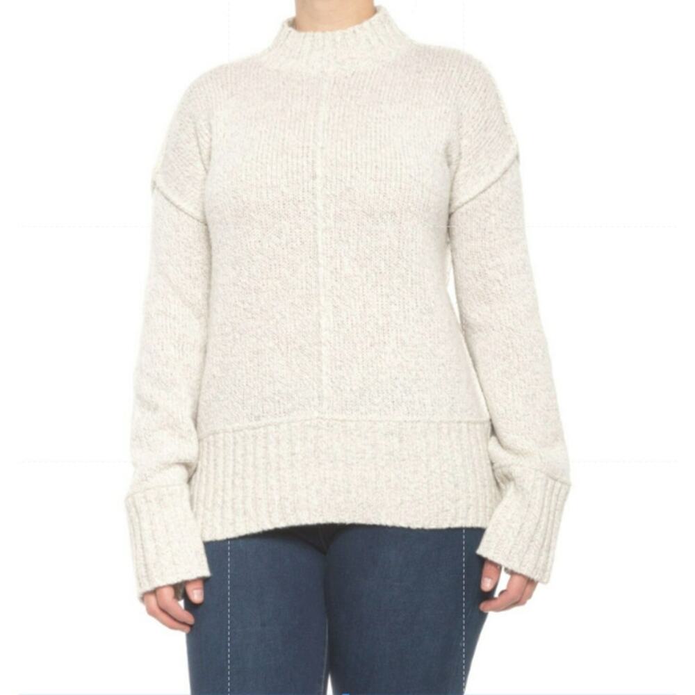 SMARTWOOL Women's Large Bell Meadow Sweater Merino Wool Ash Light Grey Heather